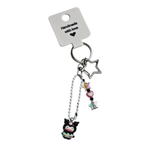 Super cute black, pink, silver and white Sanrio Kuromi keychain or bag charm